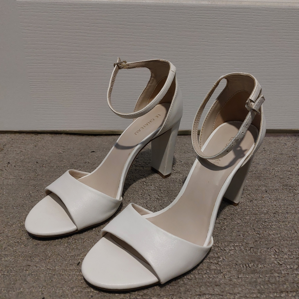 Le Chateau White Ankle Strap Heels